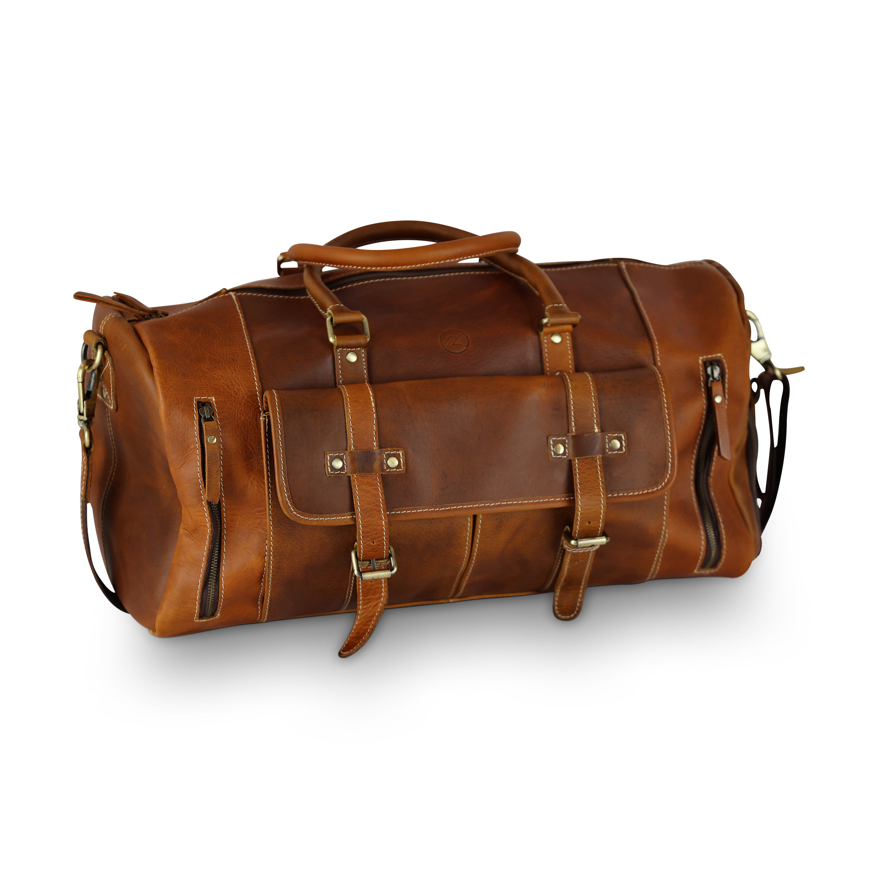 Premium Full-Grain Leather Shoe Duffel Bag