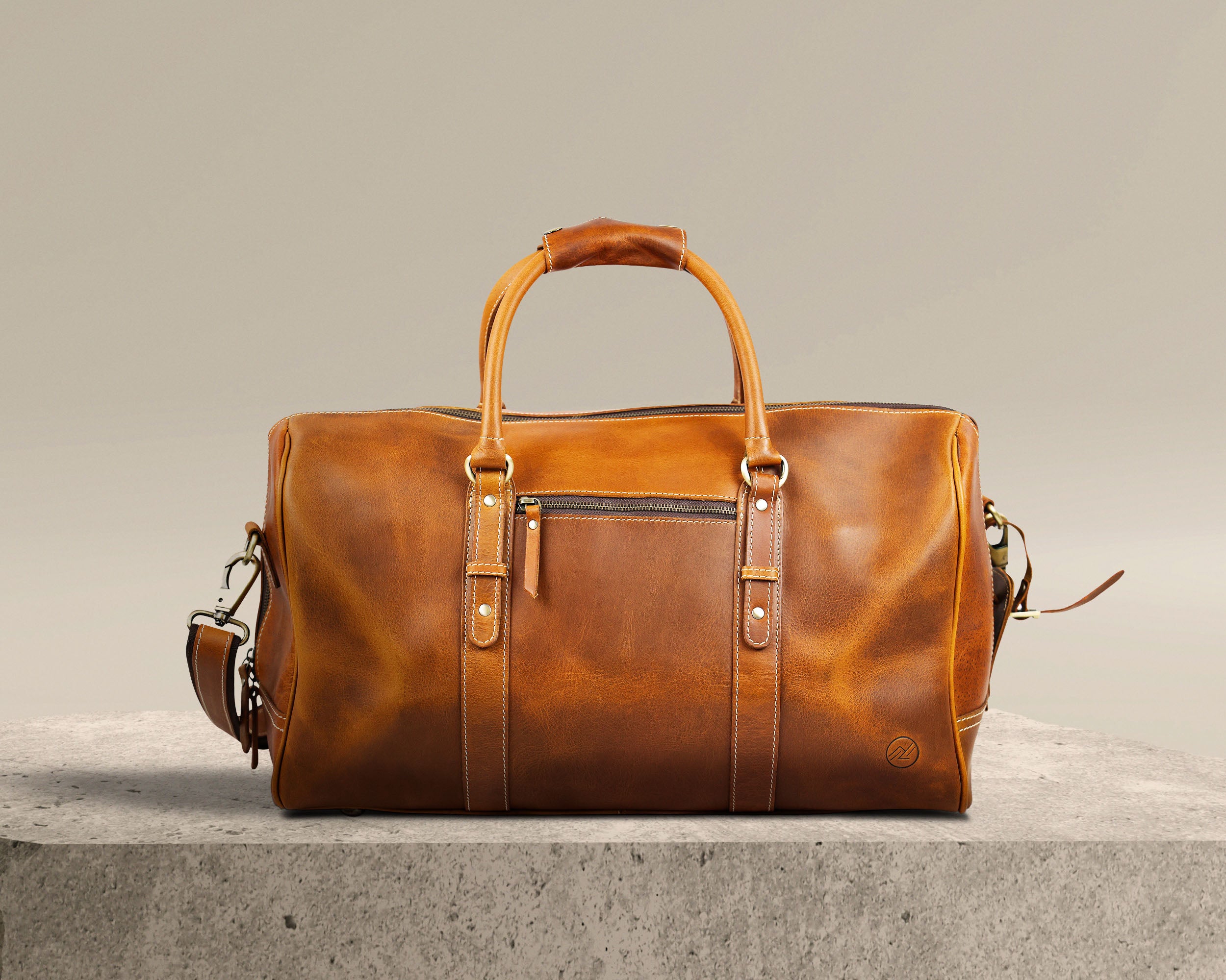 Premium Full-Grain Leather Duffle Bag for Men & Women